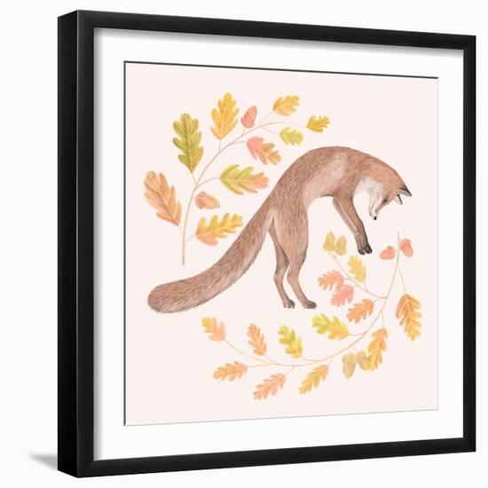 Jumping Fox, Fall Leaves-Stacy Hsu-Framed Art Print