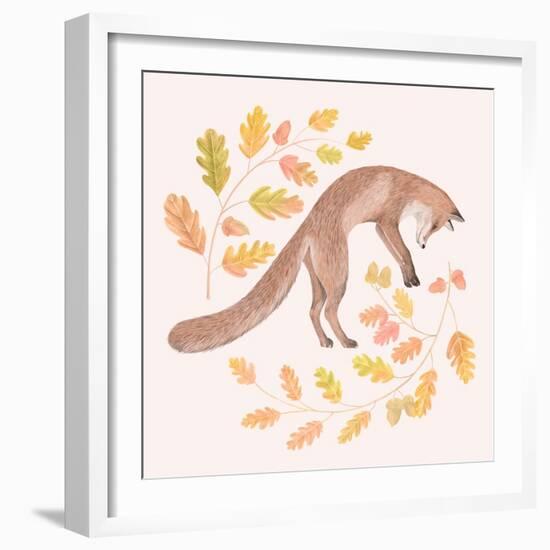 Jumping Fox, Fall Leaves-Stacy Hsu-Framed Art Print