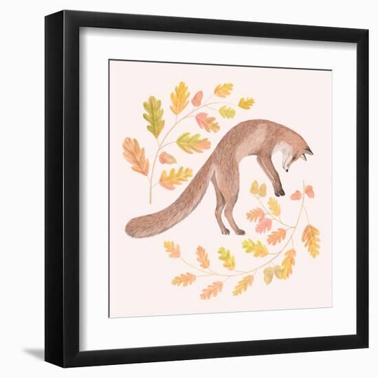 Jumping Fox, Fall Leaves-Stacy Hsu-Framed Art Print