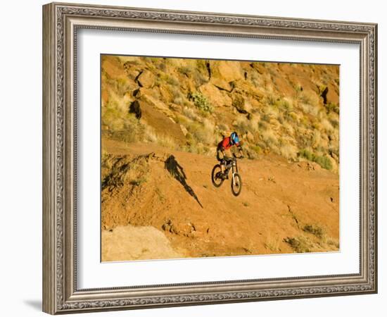 Jumping Mountain Bike, Rockville, Utah, USA-Chuck Haney-Framed Photographic Print