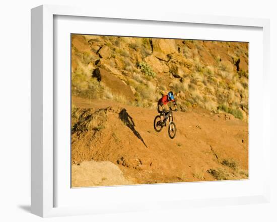 Jumping Mountain Bike, Rockville, Utah, USA-Chuck Haney-Framed Photographic Print