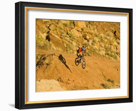 Jumping Mountain Bike, Rockville, Utah, USA-Chuck Haney-Framed Photographic Print