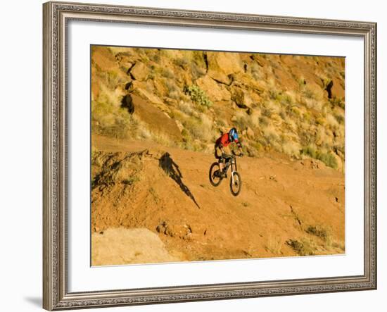 Jumping Mountain Bike, Rockville, Utah, USA-Chuck Haney-Framed Photographic Print