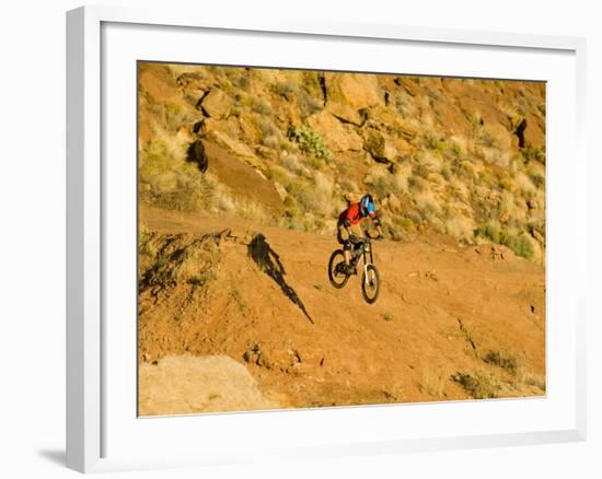 Jumping Mountain Bike, Rockville, Utah, USA-Chuck Haney-Framed Photographic Print