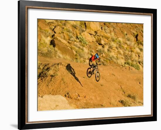 Jumping Mountain Bike, Rockville, Utah, USA-Chuck Haney-Framed Photographic Print