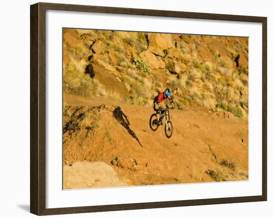 Jumping Mountain Bike, Rockville, Utah, USA-Chuck Haney-Framed Photographic Print