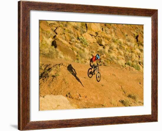 Jumping Mountain Bike, Rockville, Utah, USA-Chuck Haney-Framed Photographic Print