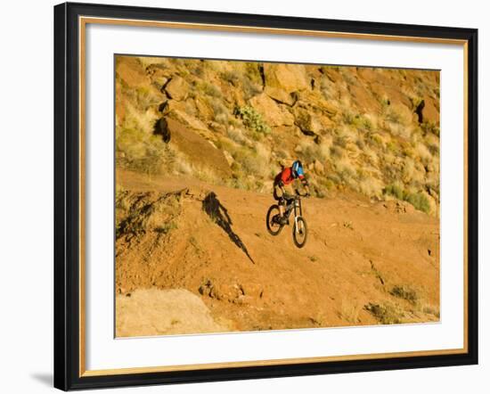 Jumping Mountain Bike, Rockville, Utah, USA-Chuck Haney-Framed Photographic Print