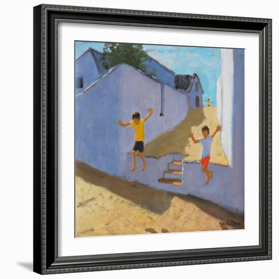 Jumping Off a Wall, Mykonos, 2015-Andrew Macara-Framed Giclee Print