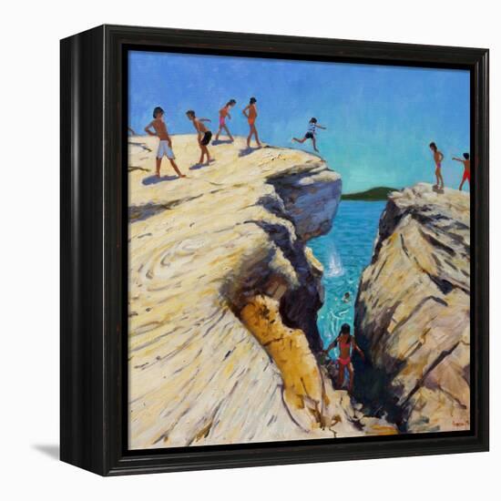 Jumping Off the Rocks, Plates, Skiathos, 2015-Andrew Macara-Framed Premier Image Canvas