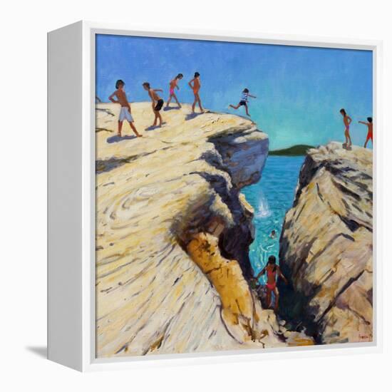 Jumping Off the Rocks, Plates, Skiathos, 2015-Andrew Macara-Framed Premier Image Canvas