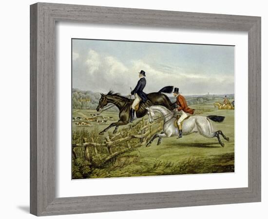 Jumping, Plate from 'The Right and the Wrong Sort', in Fores Hunting Sketches, Engraved by John…-Henry Thomas Alken-Framed Giclee Print