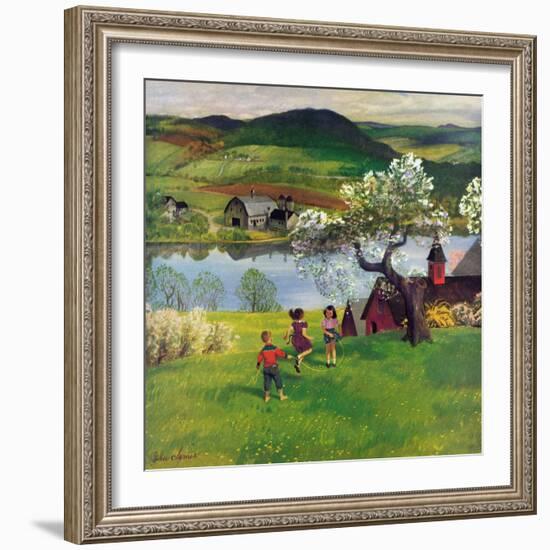 "Jumping Rope Under the Apple Tree", April 25, 1953-John Clymer-Framed Giclee Print