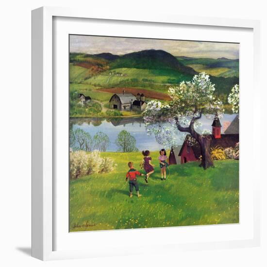 "Jumping Rope Under the Apple Tree", April 25, 1953-John Clymer-Framed Giclee Print