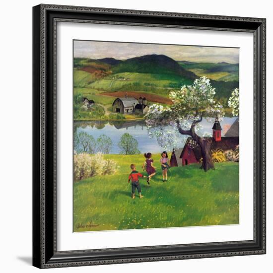 "Jumping Rope Under the Apple Tree", April 25, 1953-John Clymer-Framed Giclee Print