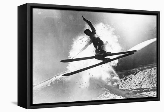 Jumping Skier 1930S-null-Framed Premier Image Canvas