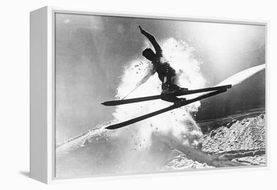 Jumping Skier 1930S-null-Framed Premier Image Canvas