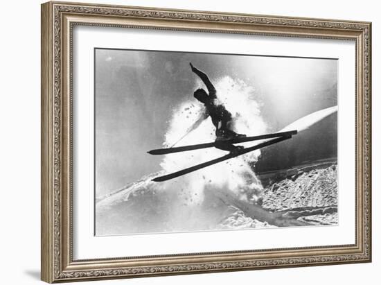 Jumping Skier 1930S-null-Framed Photographic Print