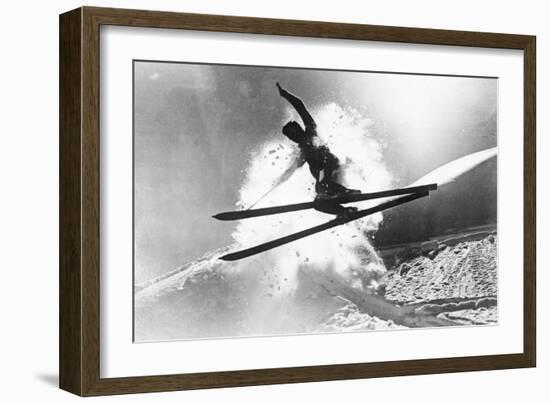 Jumping Skier 1930S-null-Framed Photographic Print