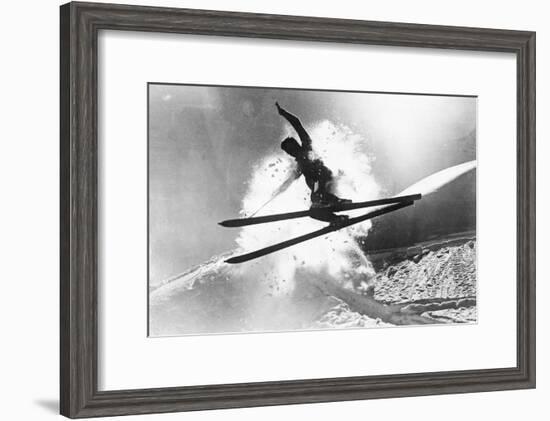 Jumping Skier 1930S-null-Framed Photographic Print