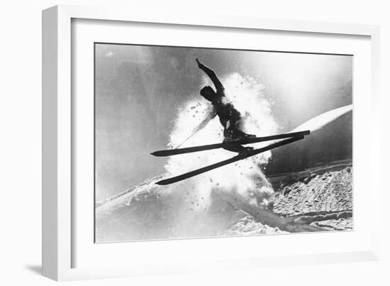 Jumping Skier 1930S-null-Framed Photographic Print