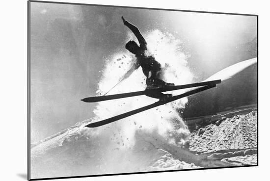 Jumping Skier 1930S-null-Mounted Photographic Print