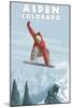 Jumping Snowboarder - Aspen, Colorado-Lantern Press-Mounted Art Print