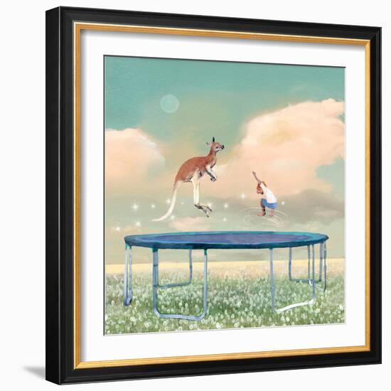 Jumping With Kangaroo-Nancy Tillman-Framed Premium Giclee Print