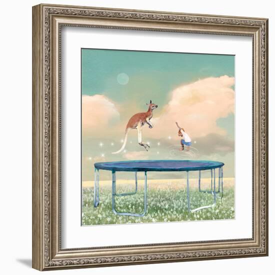 Jumping With Kangaroo-Nancy Tillman-Framed Art Print