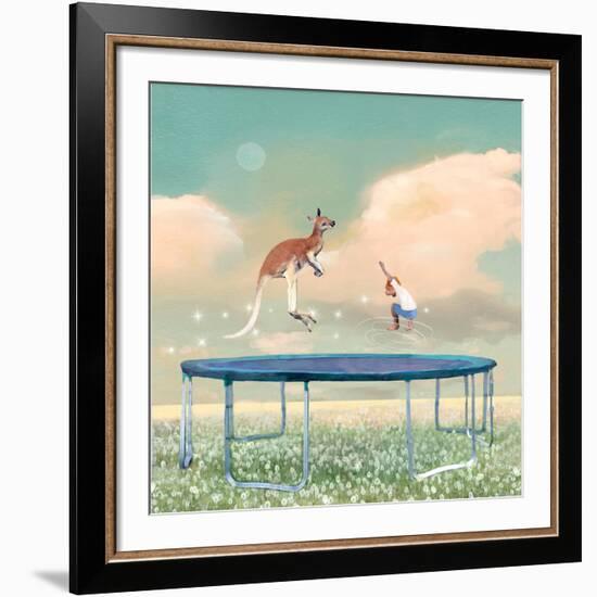 Jumping With Kangaroo-Nancy Tillman-Framed Art Print