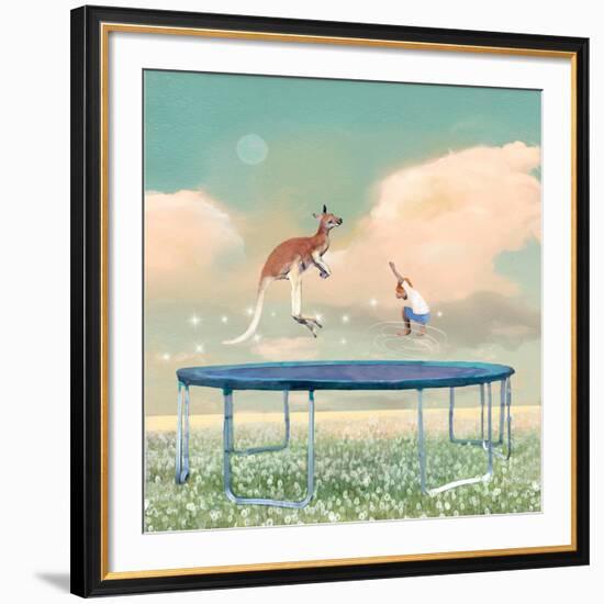 Jumping With Kangaroo-Nancy Tillman-Framed Art Print