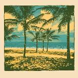 Tropical Idyllic Landscape with Palms Trees and Beach. Vector Illustration.-jumpingsack-Art Print