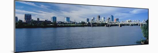 Junction Bridge over Arkansas River with skyscrapers in the background, Little Rock, Arkansas, USA-null-Mounted Photographic Print