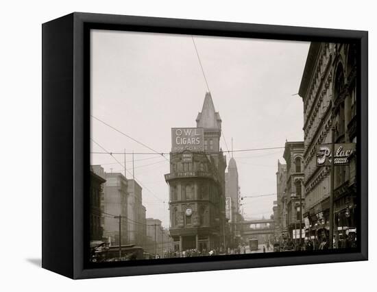 Junction of Main and Delaware Sts., Kansas City, Mo.-null-Framed Stretched Canvas