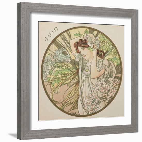 June, 1899 (Detail)-Alphonse Mucha-Framed Giclee Print