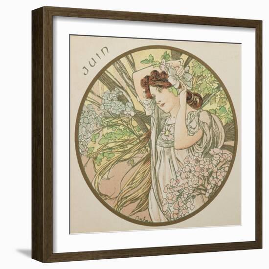 June, 1899 (Detail)-Alphonse Mucha-Framed Giclee Print