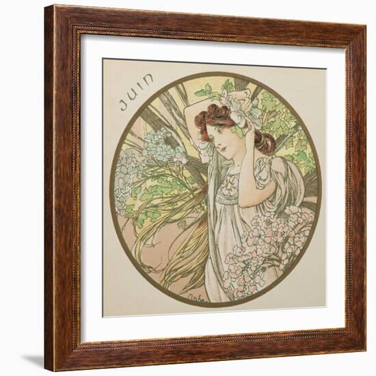June, 1899 (Detail)-Alphonse Mucha-Framed Giclee Print