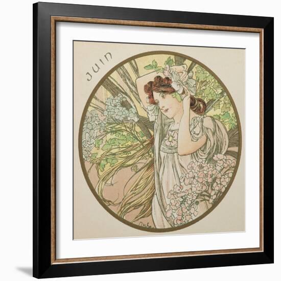 June, 1899 (Detail)-Alphonse Mucha-Framed Giclee Print