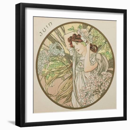 June, 1899 (Detail)-Alphonse Mucha-Framed Giclee Print