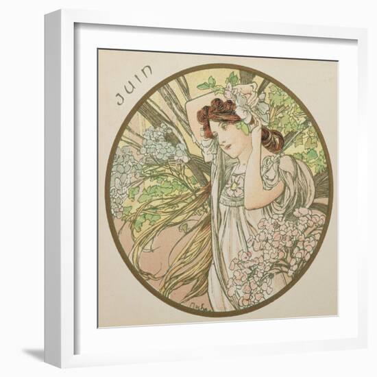 June, 1899 (Detail)-Alphonse Mucha-Framed Giclee Print