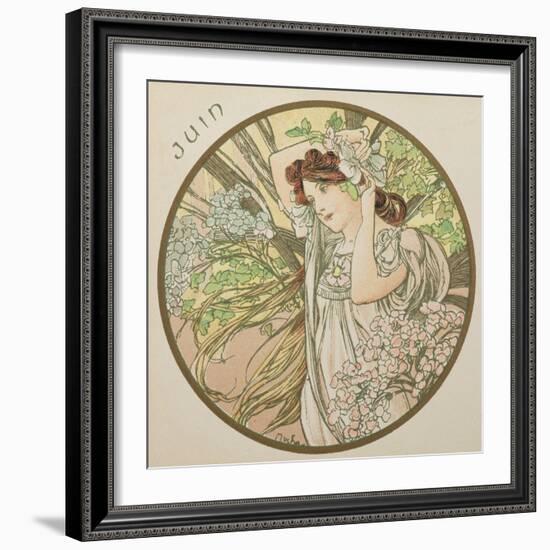 June, 1899 (Detail)-Alphonse Mucha-Framed Giclee Print