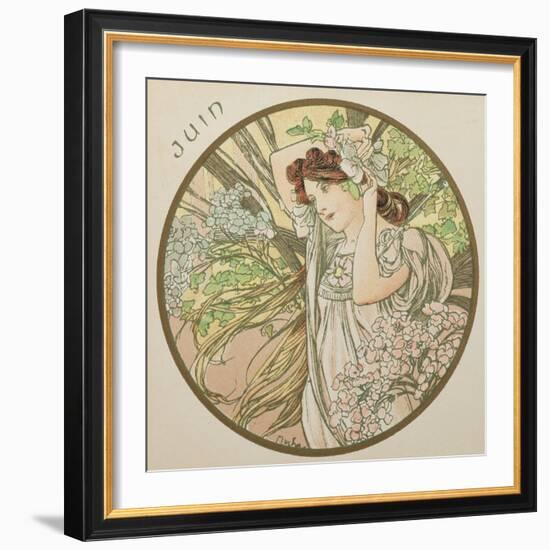 June, 1899 (Detail)-Alphonse Mucha-Framed Giclee Print