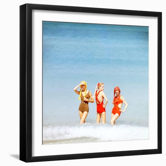 June 1956: Girls in Braided Wigs Modeling Beach Fashions in Cuba-Gordon Parks-Framed Photographic Print