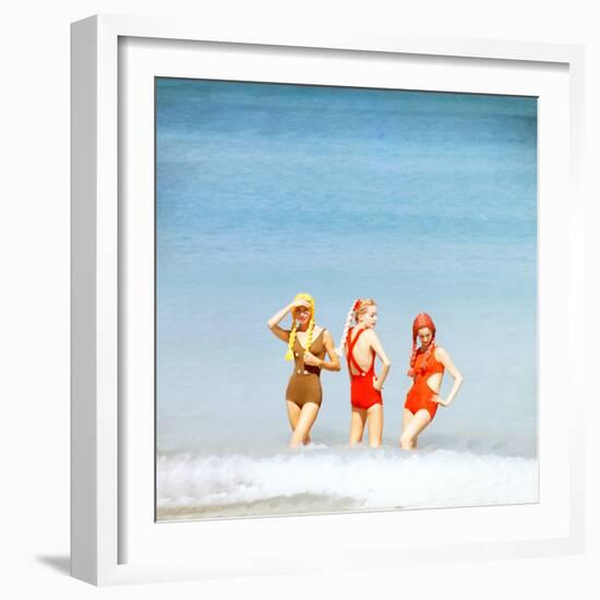 June 1956: Girls in Braided Wigs Modeling Beach Fashions in Cuba-Gordon Parks-Framed Photographic Print