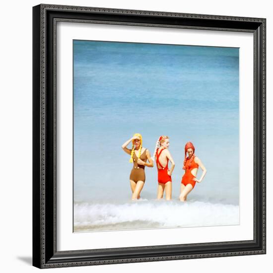 June 1956: Girls in Braided Wigs Modeling Beach Fashions in Cuba-Gordon Parks-Framed Photographic Print