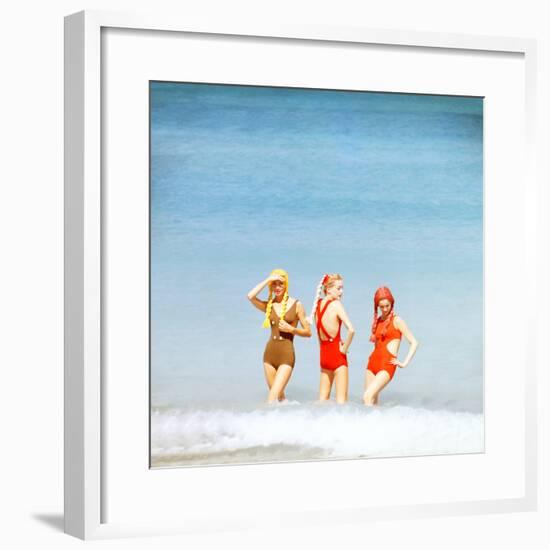 June 1956: Girls in Braided Wigs Modeling Beach Fashions in Cuba-Gordon Parks-Framed Photographic Print