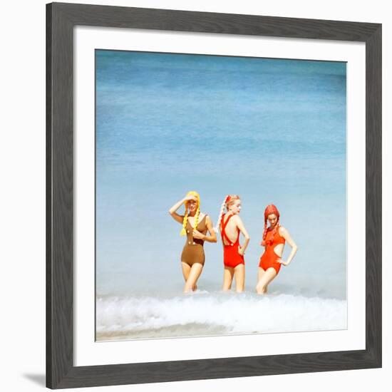 June 1956: Girls in Braided Wigs Modeling Beach Fashions in Cuba-Gordon Parks-Framed Photographic Print