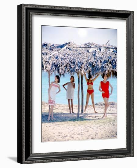 June 1956: Girls Modeling Beach Fashions in Cuba-Gordon Parks-Framed Premium Photographic Print