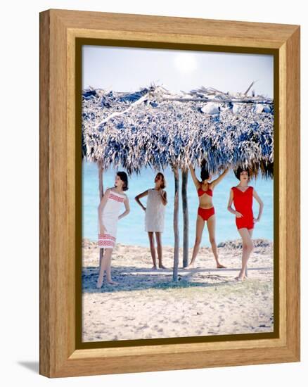 June 1956: Girls Modeling Beach Fashions in Cuba-Gordon Parks-Framed Premier Image Canvas