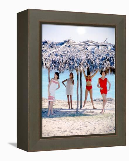 June 1956: Girls Modeling Beach Fashions in Cuba-Gordon Parks-Framed Premier Image Canvas